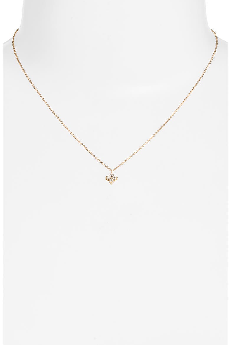 Diamond Flower Pendant Necklace, Alternate, color, YELLOW GOLD