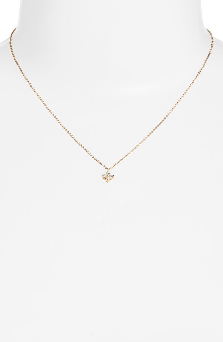 Zoë Chicco Diamond Flower Pendant Necklace, Alternate, color, Yellow Gold