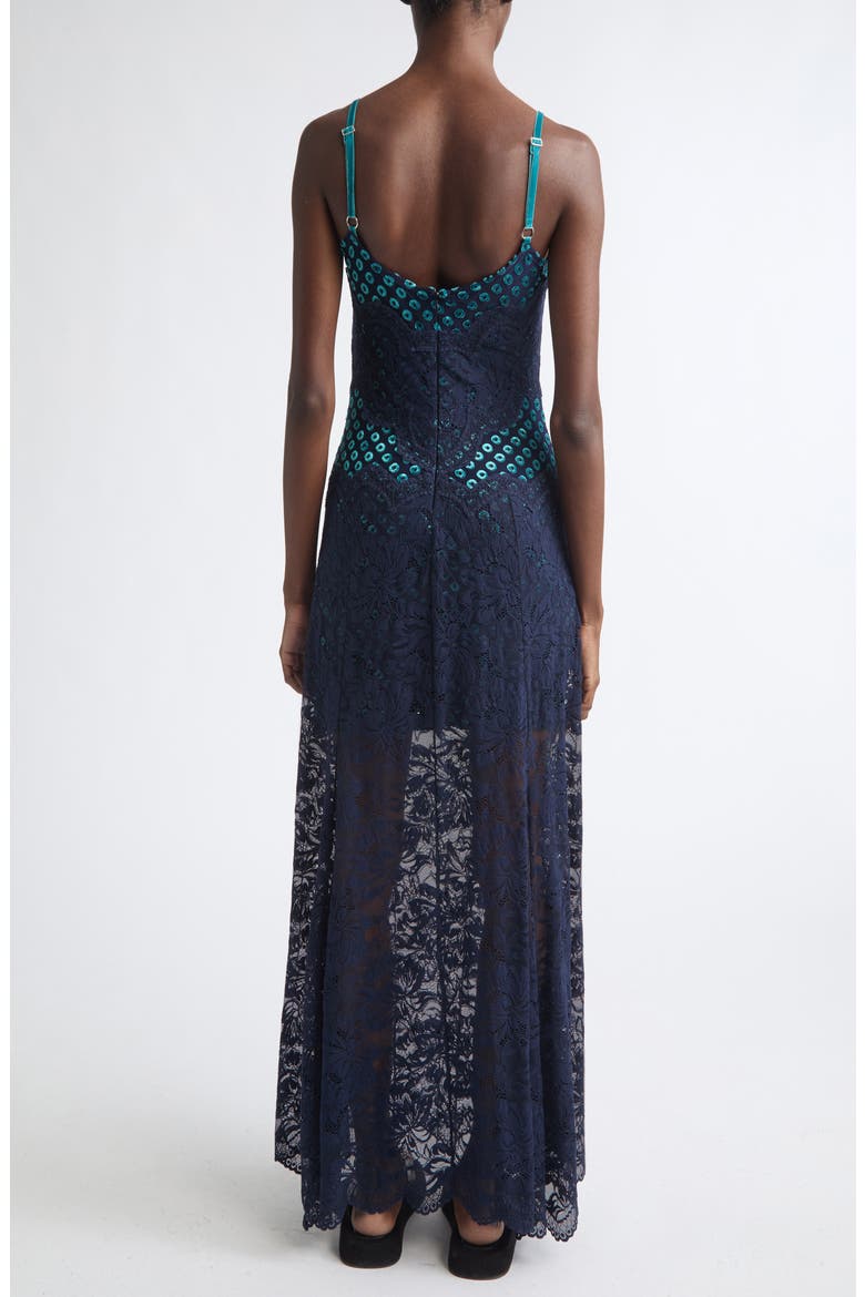 Embroidered Stretch Lace Trumpet Dress, Alternate, color, DEEP NAVY