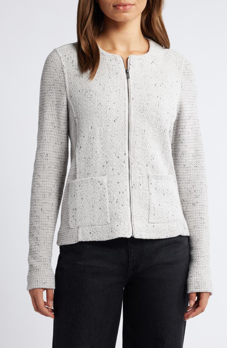 NIC+ZOE Mix Zip Front Knit Jacket, Alternate, color, Sugar Cookie