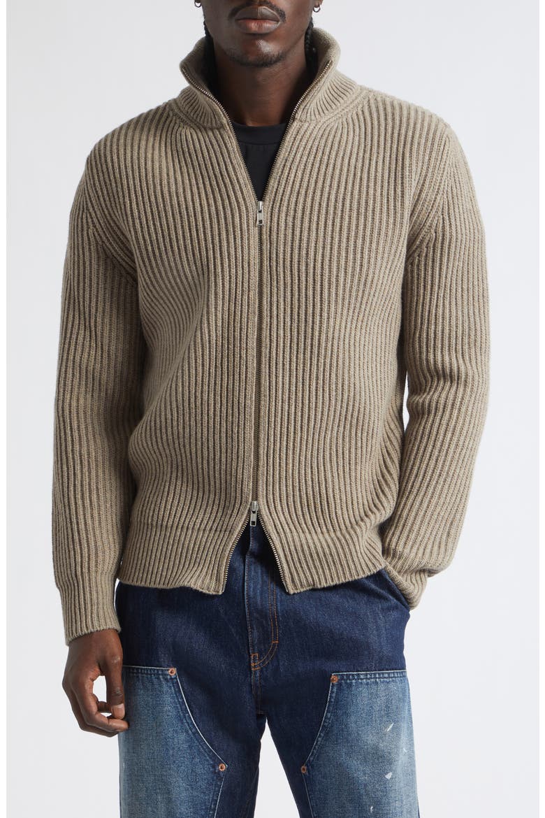 Wool Blend Rib Cardigan, Main, color, BEIGE MELANGE