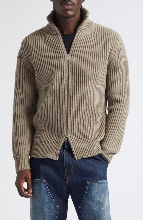 Wool Blend Rib Cardigan