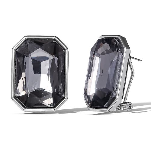 Jessica Simpson Gemstone Crystal Stud Earrings In Gray