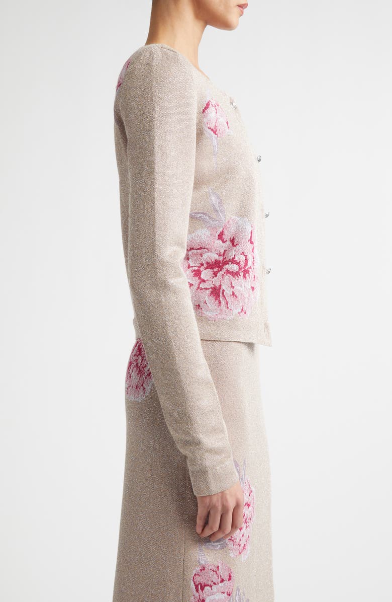 ST. JOHN Peony Metallic Jacquard Cardigan, Alternate, color, Peony Metallic Multi