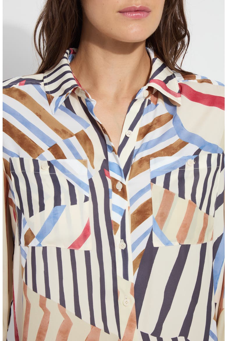 Yesenia Stripe Utility Button-Up Shirt, Alternate, color, STRIPE ART