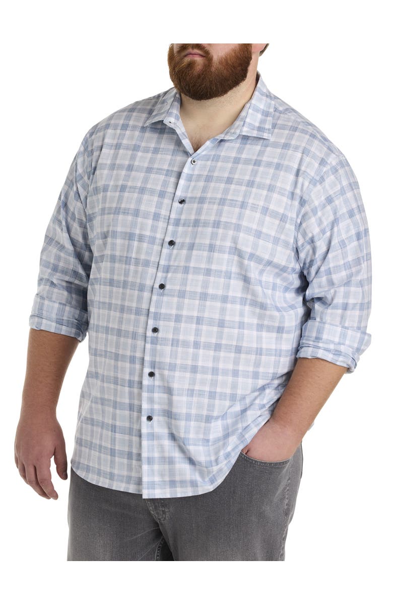 Synrgy by DXL Big & Tall Plaid Sport Shirt, Main, color, Blue