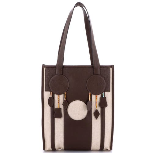 Pre-owned Hermes Hermes Petit H Dream Catcher Tote Toile And Leather In Sand