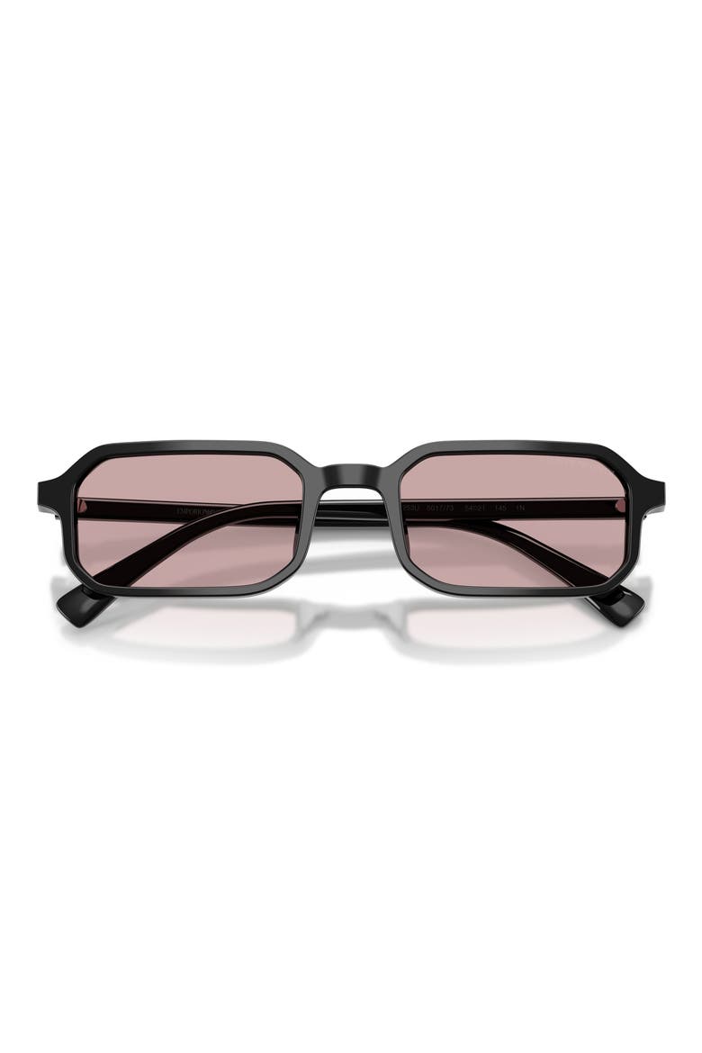 54mm Rectangle Sunglasses, Alternate, color, SHINY BLACK / PINK