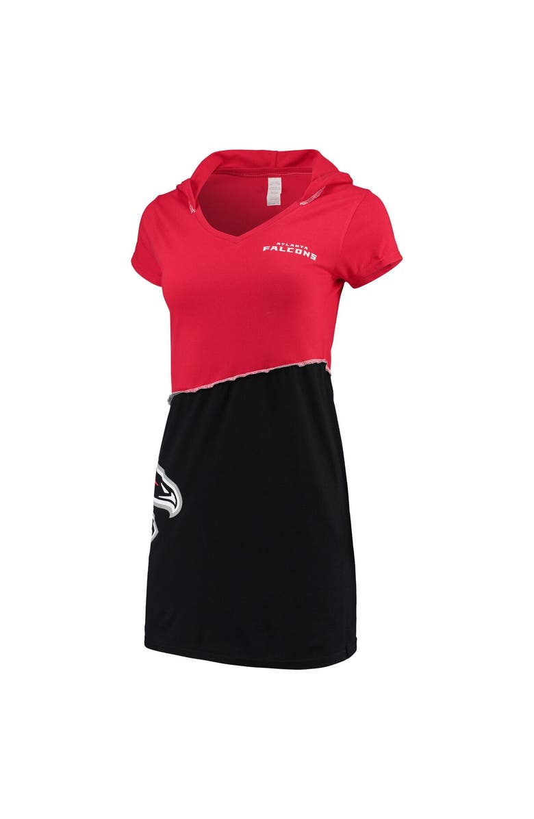 REFRIED APPAREL Women's Refried Apparel Red/Black Atlanta Falcons Sustainable Hooded Mini Dress, Alternate, color,