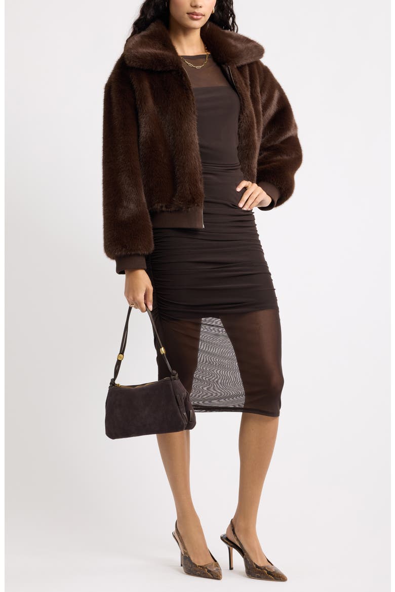 Sheer Mesh Midi Dress, Alternate, color, BROWN GANACHE