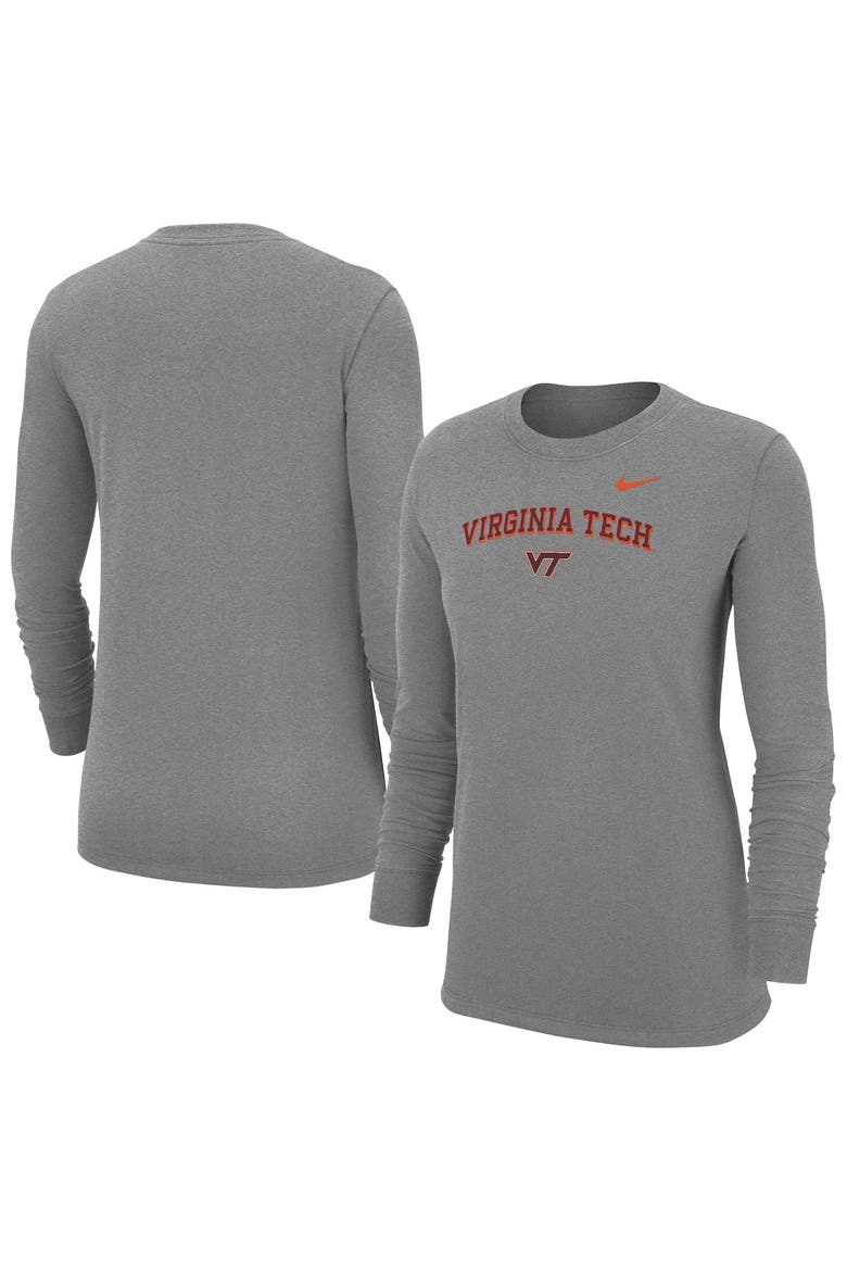 Women's Nike Heather Gray Virginia Tech Hokies Core Long Sleeve T-Shirt, Main, color, Heather Gray