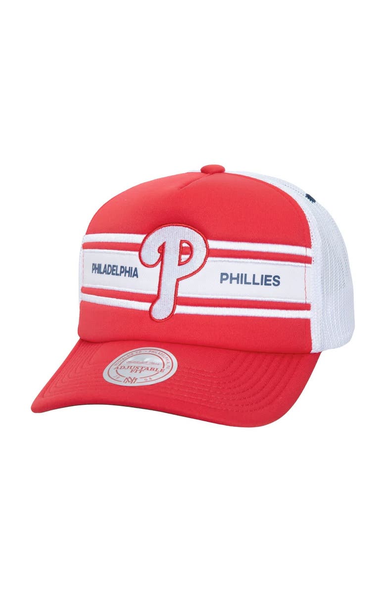 Mitchell & Ness Men's Red Philadelphia Phillies Sideline Trucker Adjustable Hat, Main, color, Red