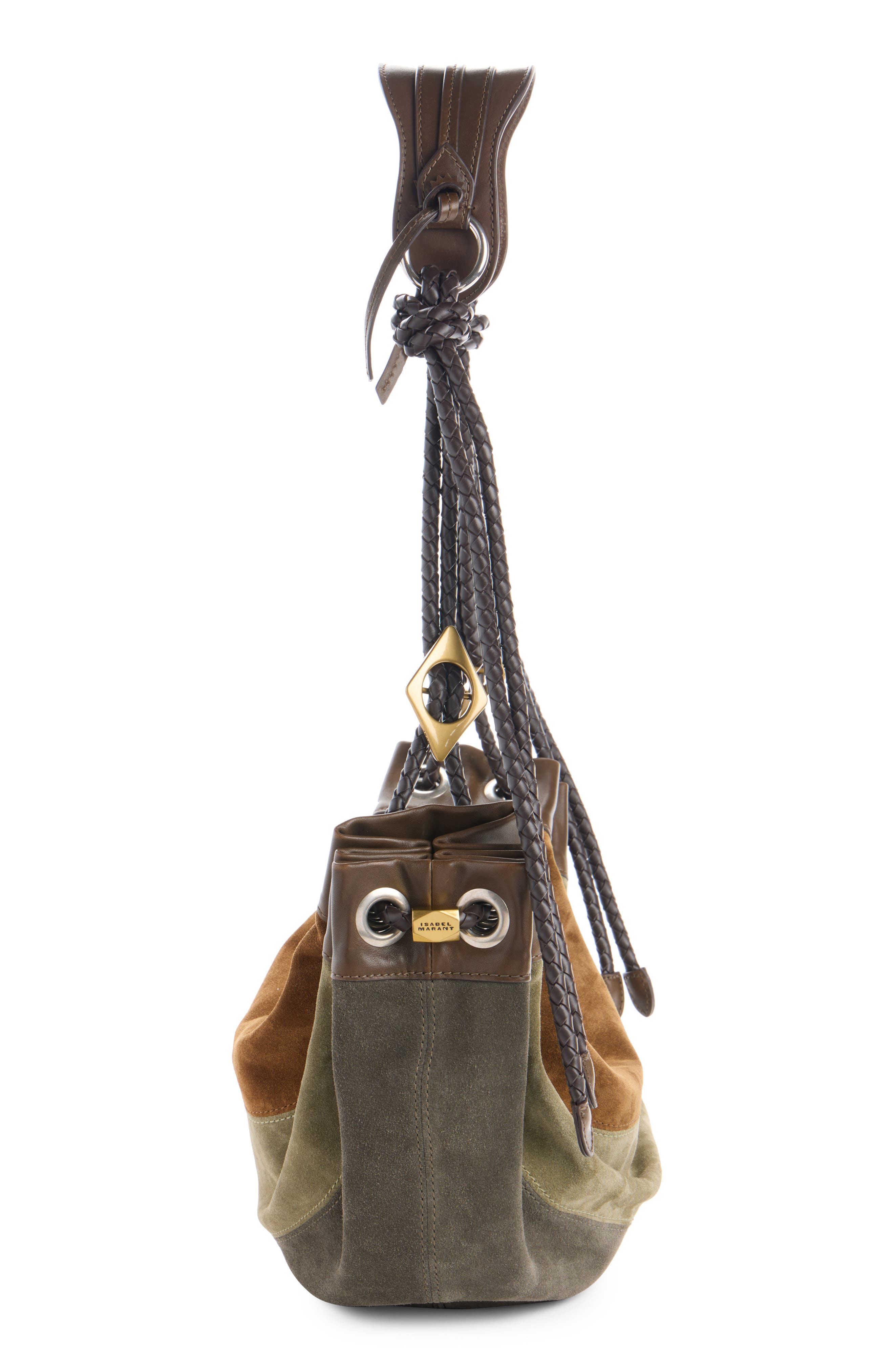Isabel Marant Medium Maia Colorblock Suede Shoulder Bag, Alternate, color, Multicolor Khaki