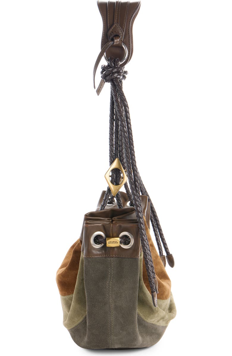 Isabel Marant Medium Maia Colorblock Suede Shoulder Bag, Alternate, color, Multicolor Khaki