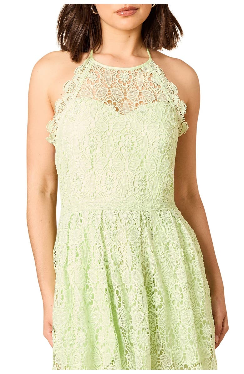 Oasis Lace Detail Halterneck Midi Dress, Alternate, color, Sage