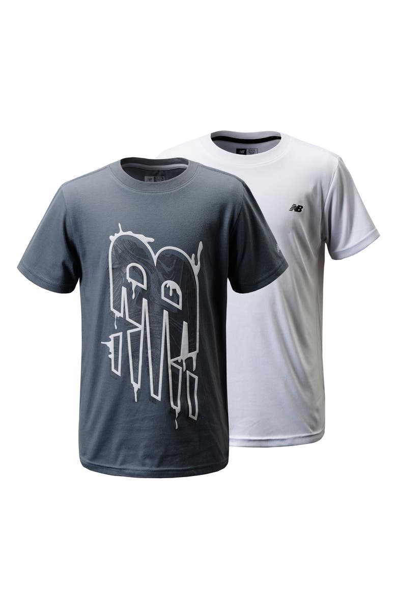 New Balance Kids' 2-Pack Logo Graphic & Performance Graphic T-Shirts, Main, color, 