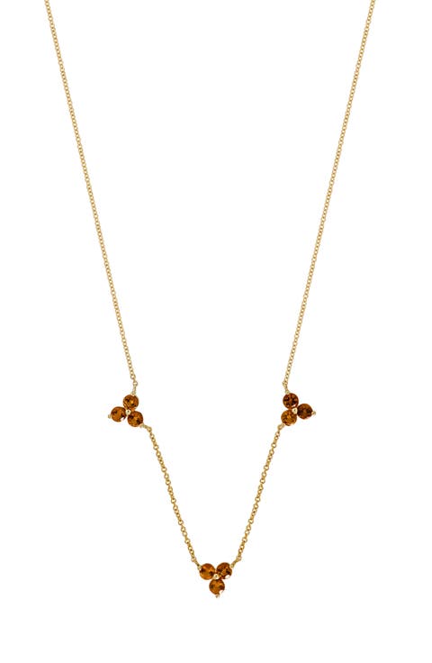14K Gold Color Trend Citrine Station Necklace