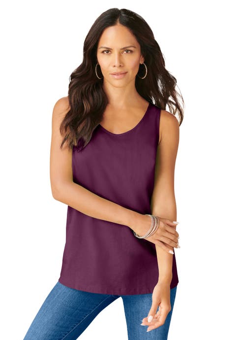 Plus Size Cotton Scoopneck Tank Top (Plus)