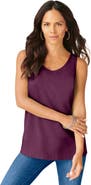 Roaman's Plus Size Cotton Scoopneck Tank Top