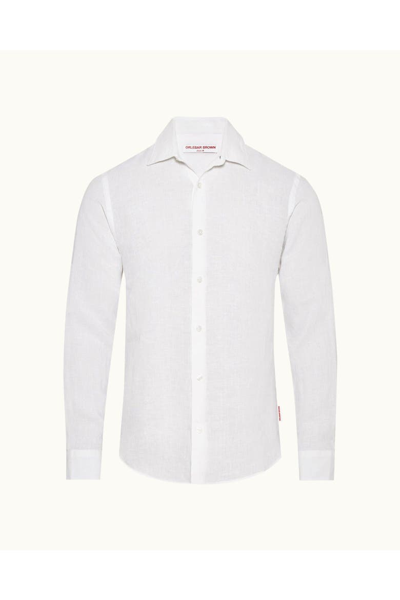 Giles Linen Tailored-Fit Shirt, Alternate, color, White