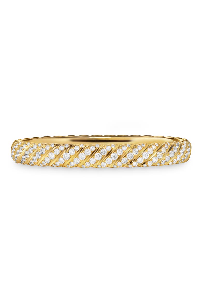 Sculpted Cable Bangle Bracelet in 18K Yellow Gold with Diamonds, 8mm, Main, color, DIAMOND/ YELLOW GOLD
