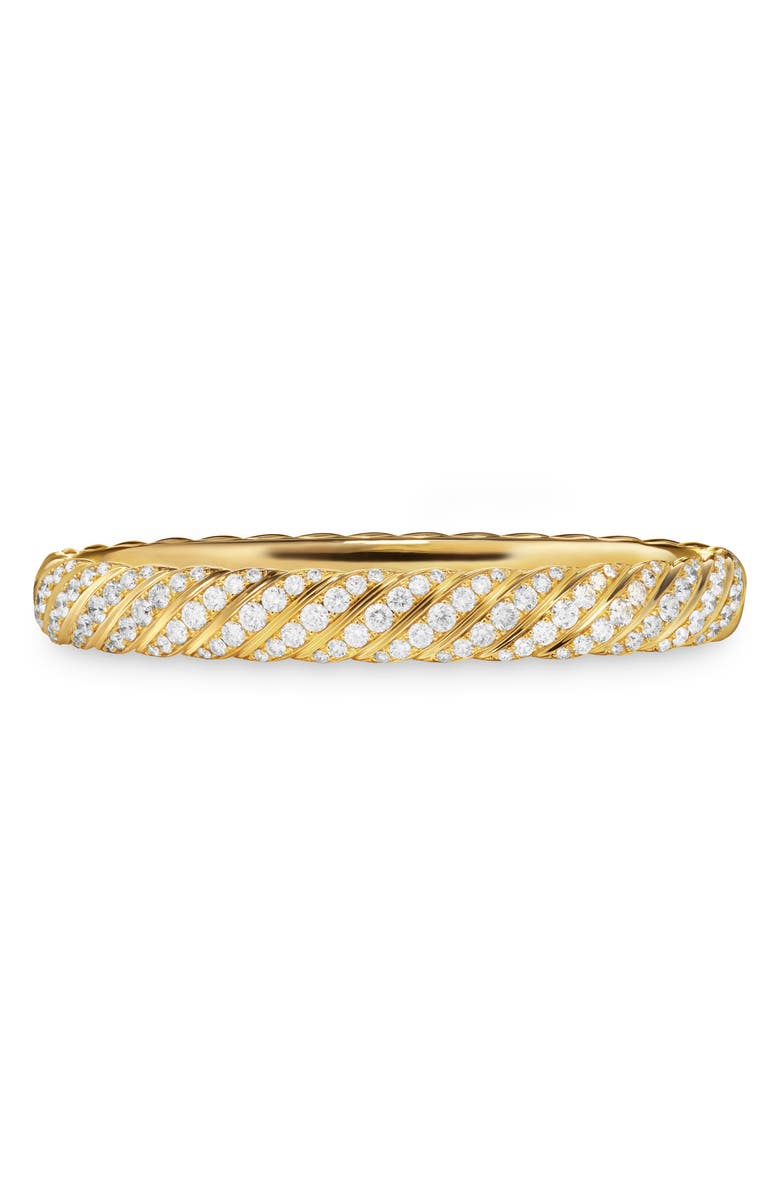 David Yurman Sculpted Cable Bangle Bracelet in 18K Yellow Gold with Diamonds, 8mm, Main, color, Diamond/ Yellow Gold