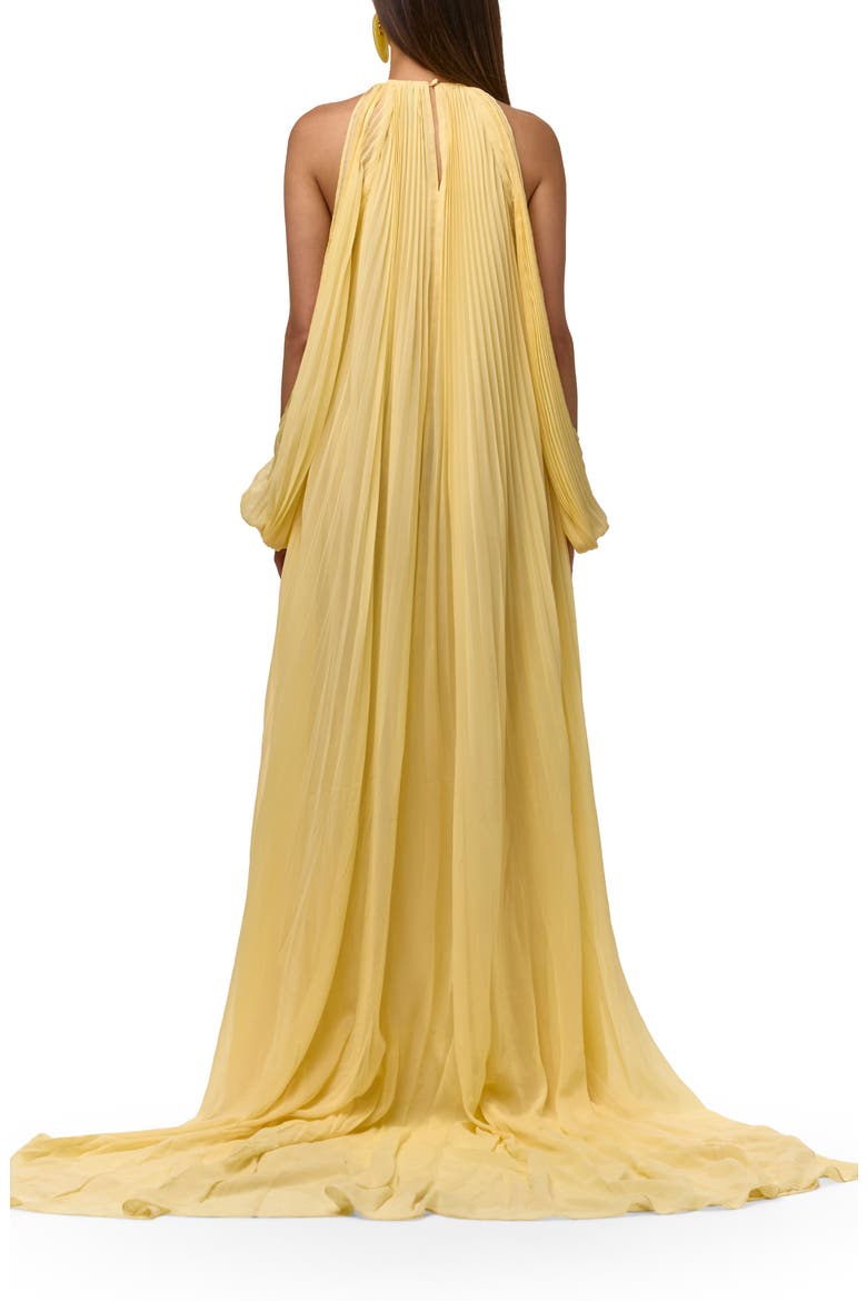 Pleated Chiffon Halter Maxi Dress, Alternate, color, LEMONADE