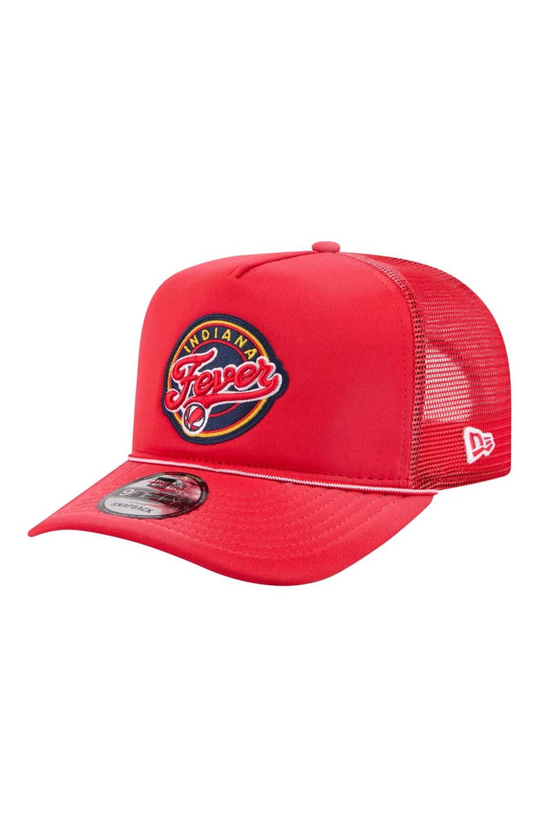 New Era Unisex New Era Red Indiana Fever Worn Foam Front 9FIFTY A-Frame Trucker Rope Snapback Hat, Main, color, Red