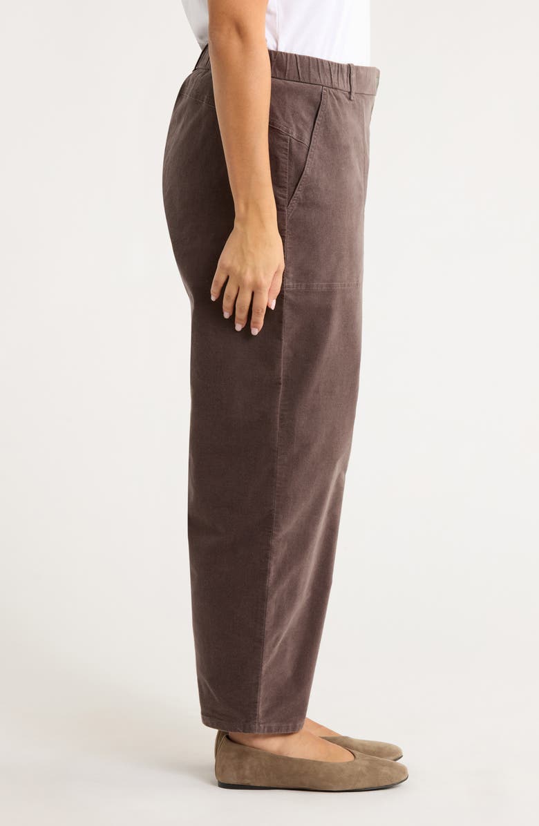 Eileen Fisher Stretch Organic Cotton Ankle Barrel Leg Pants, Alternate, color, Rye