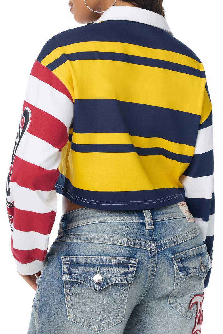 Logo Stripe Crop Rugby Shirt, Alternate, color, STRIPE COMBO