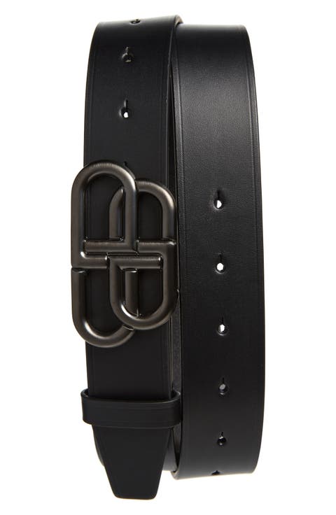BB Logo Buckle Leather Belt