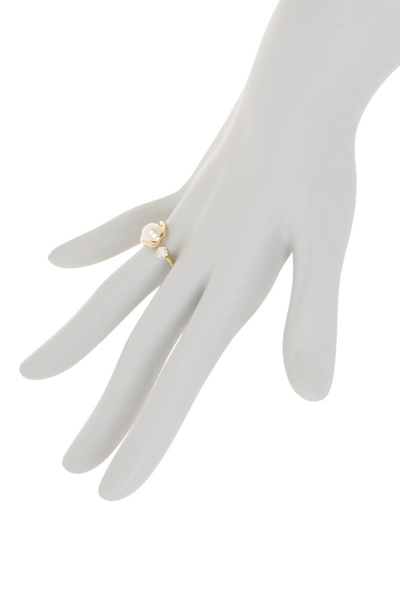 Covet Open Loop Imitation Pearl & CZ Ring, Alternate, color,