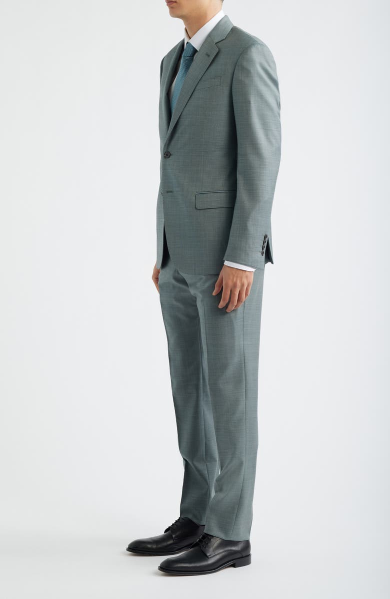 Emporio Armani Shage Green Wool Sharkskin Suit, Alternate, color, Sage