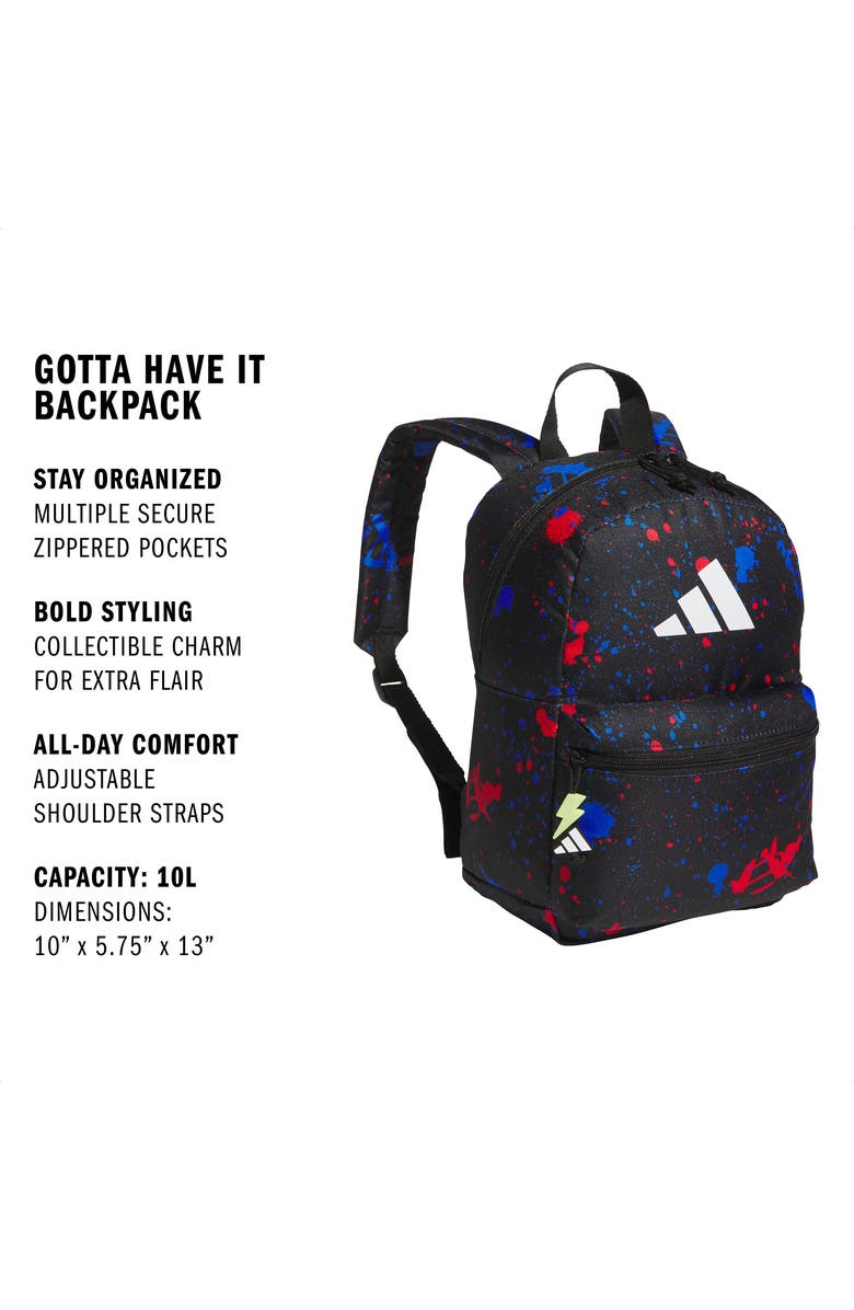 adidas Kids' Gotta Have It Backpack, Alternate, color, Splatter Black / White