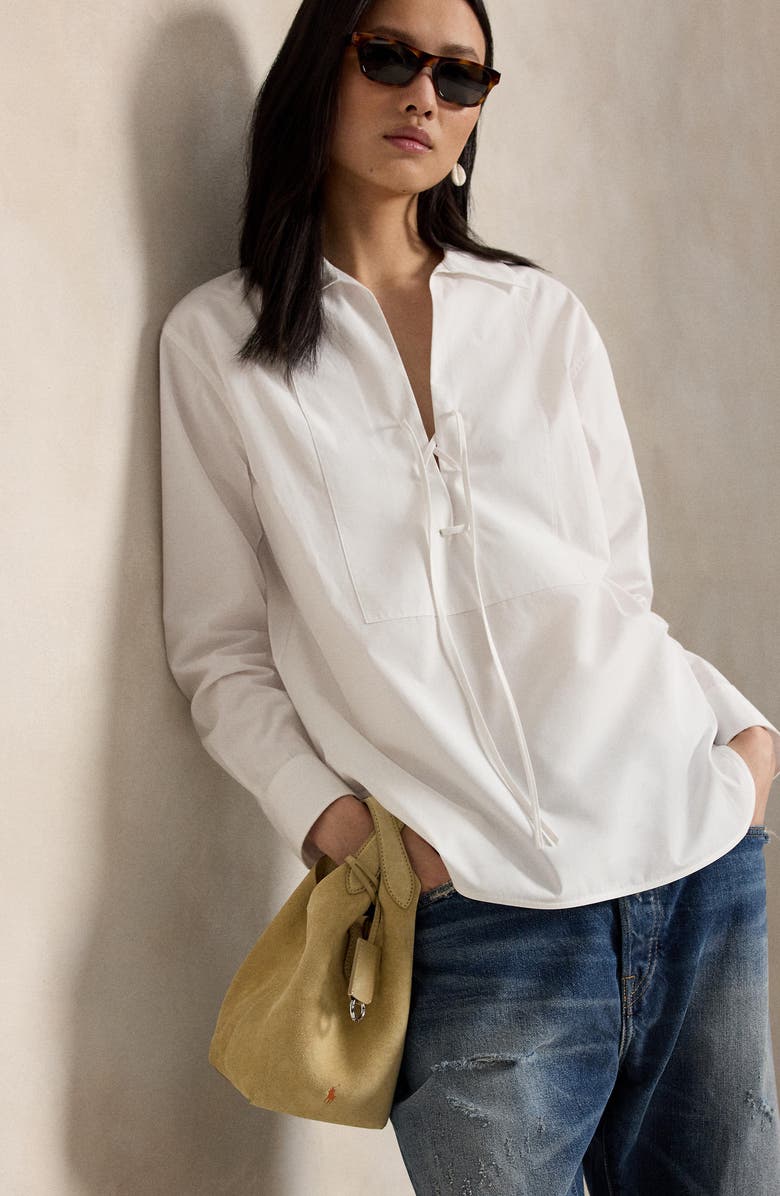 Polo Ralph Lauren Small Play Suede Crossbody Bag, Alternate, color, Cashew