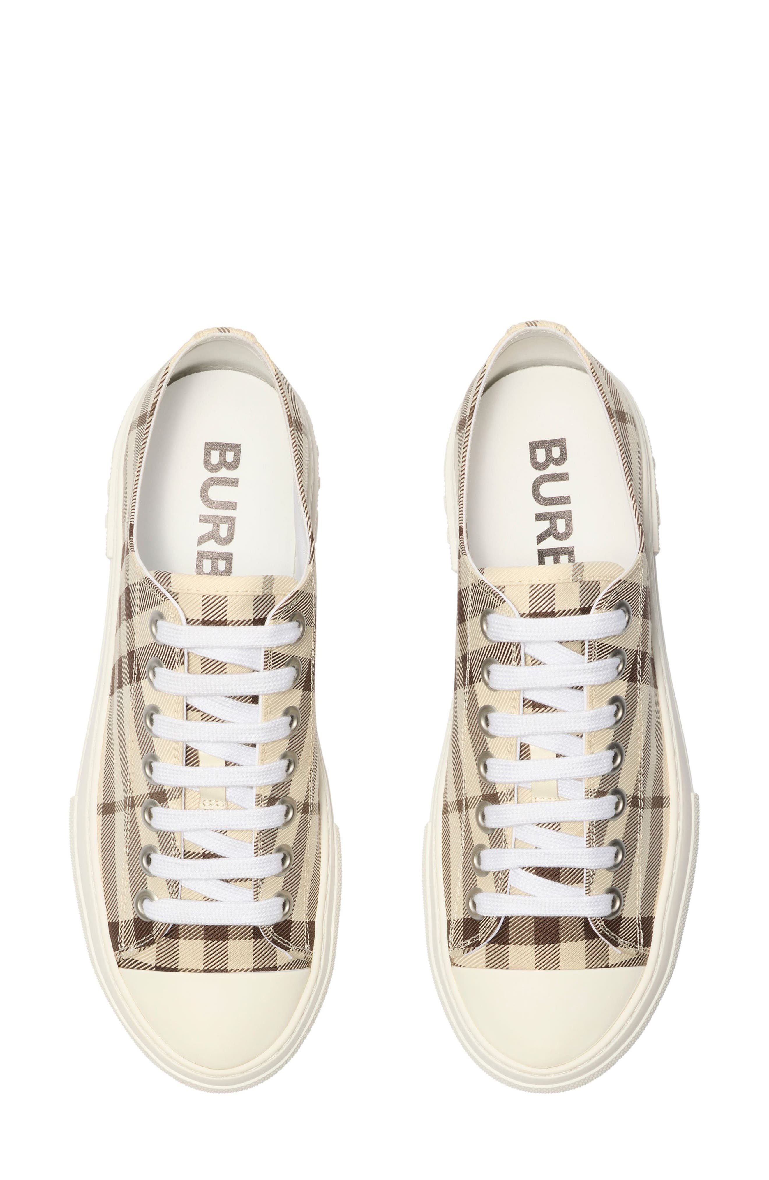 Burberry Jack Check Low Top Sneaker, Alternate, color, Light Beige