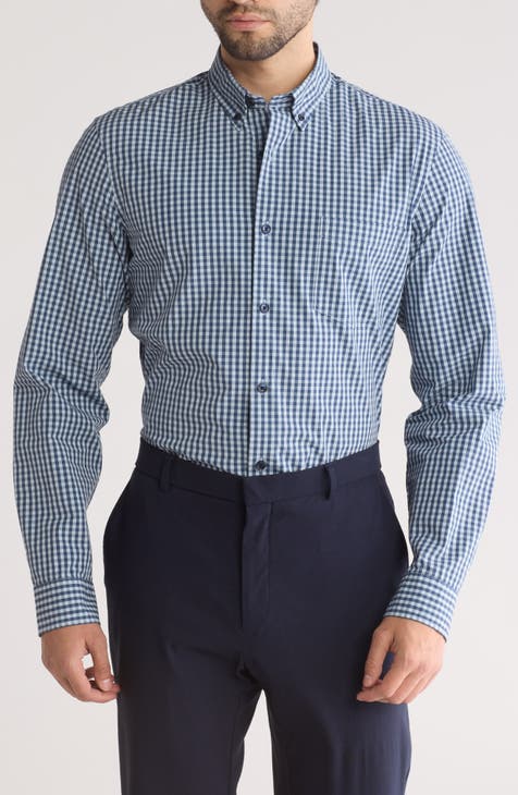 Trim Fit Gingham Stretch Button-Down Shirt