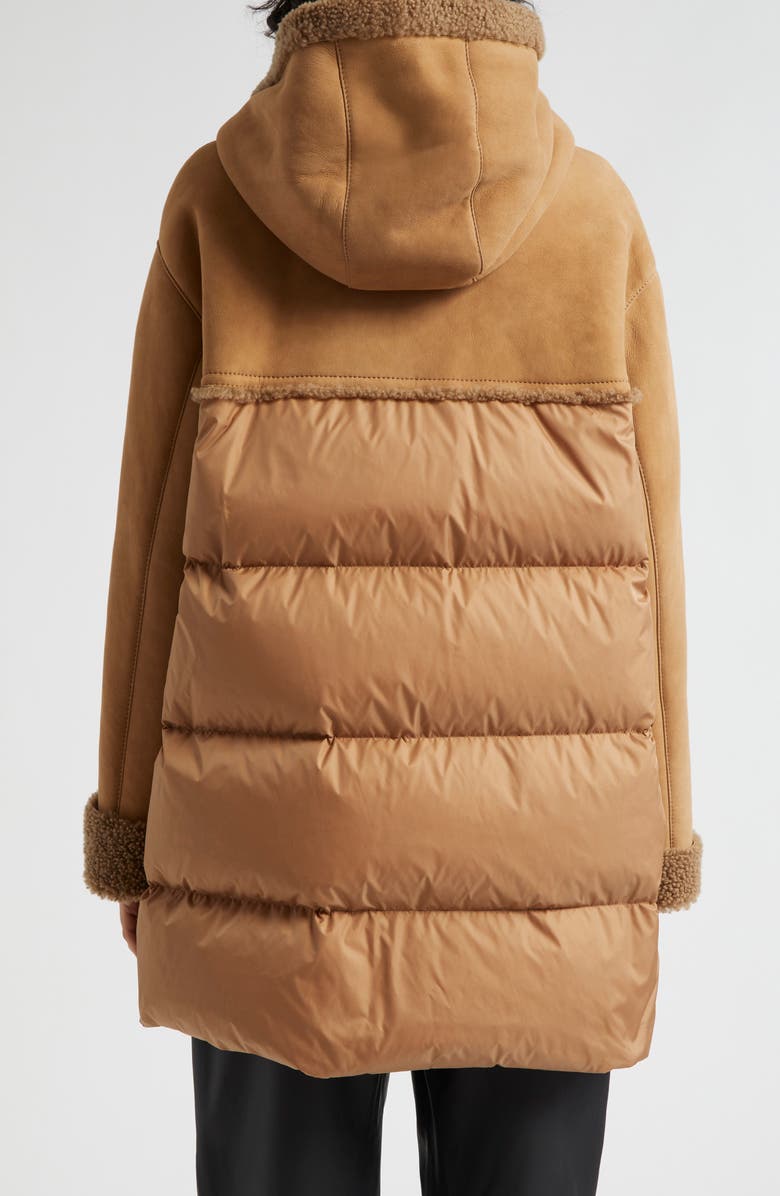 Herno Curly Suede Quilted Down & Genuine Shearling Jacket, Alternate, color, 