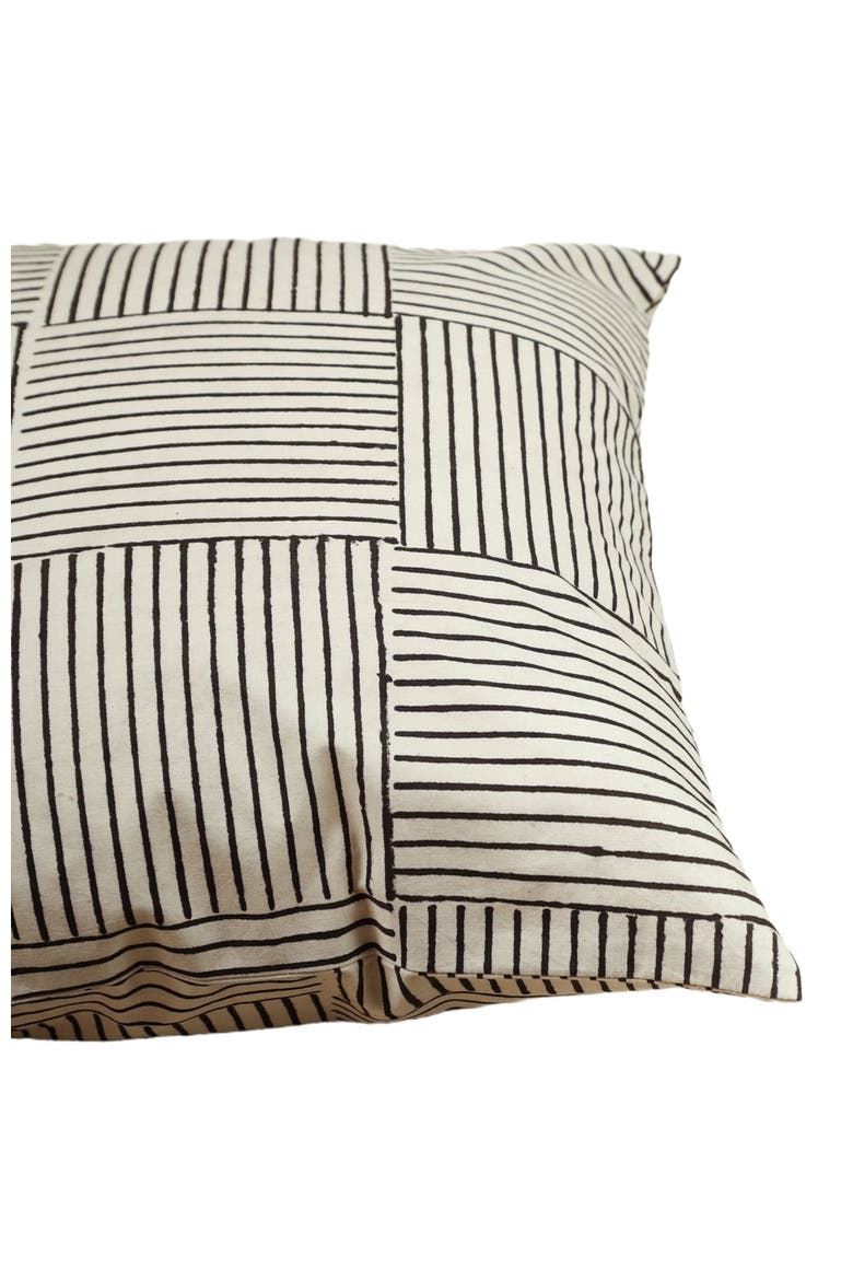 Desert Dunes Hand Block Print Pillow - Cover, Alternate, color, Black and Cream