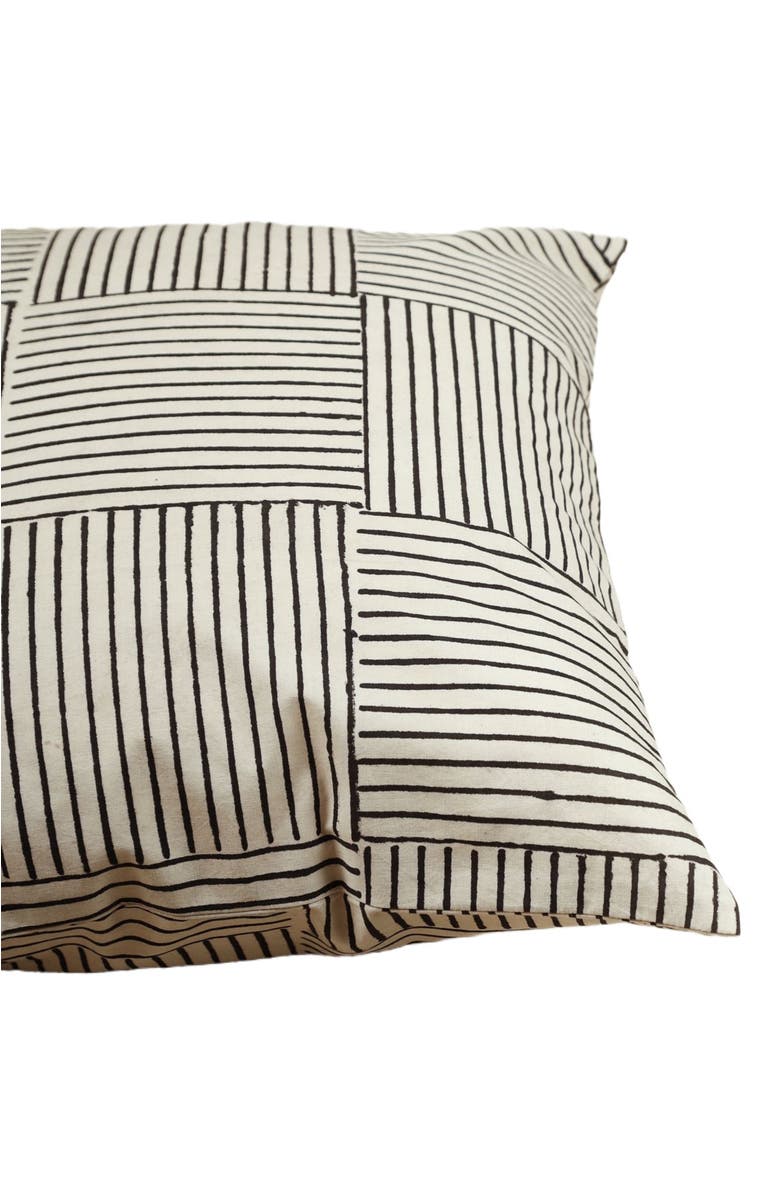 Ninéh Desert Dunes Hand Block Print Pillow - Cover, Alternate, color, Black And Cream