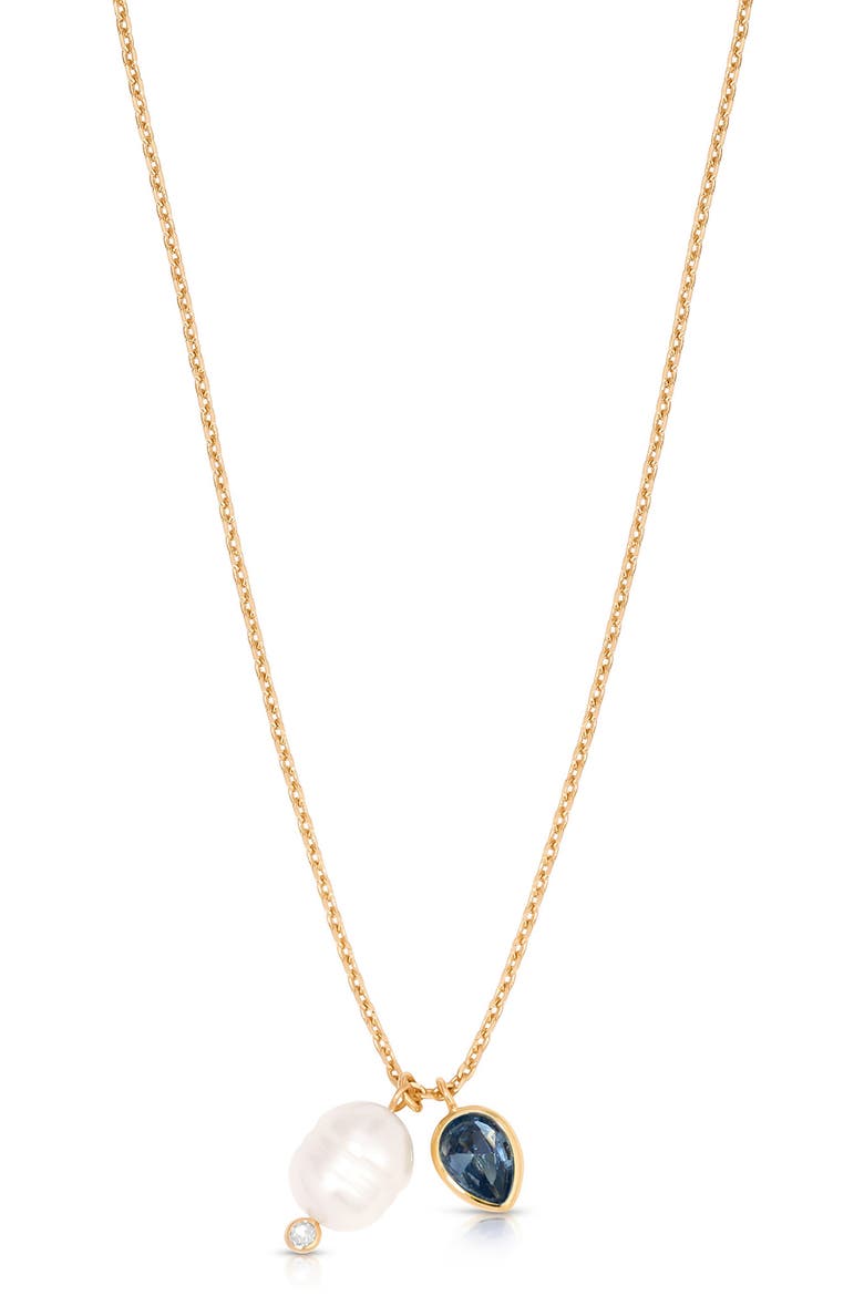 Radiant Freshwater Pearl Pendant Necklace, Main, color, BLUE