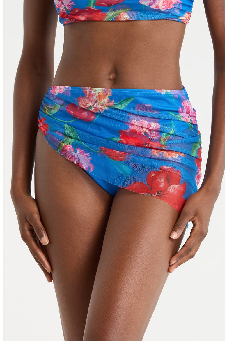 Mazina Skirted Bikini Bottoms, Main, color, WATERCOLOR ROCOCO BLUE/RED