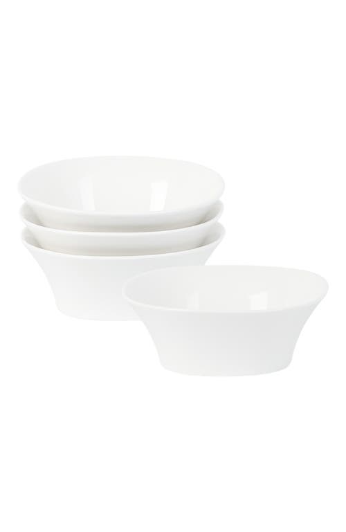 Stone Lain Quadro Porcelain 4-piece Bowl Set In White