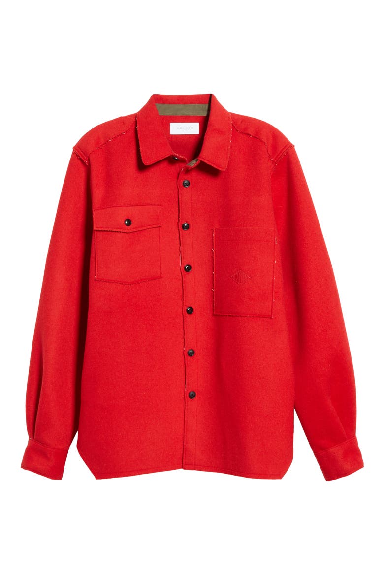 Ike Military Wool Blend Flannel Overshirt, Alternate, color, RED