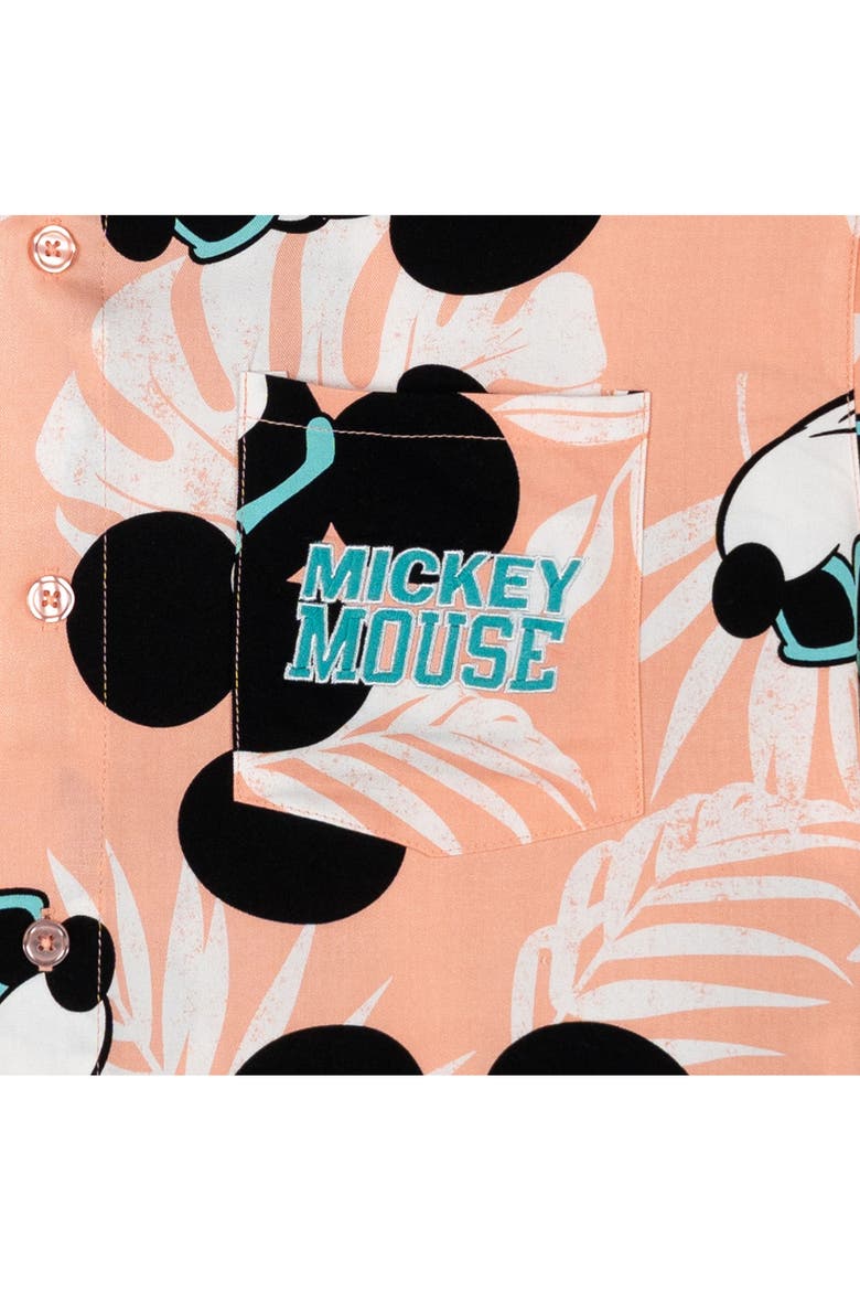 Mickey Mouse Hawaiian Button-Down Shirt, Alternate, color, Peach Mickey Mouse