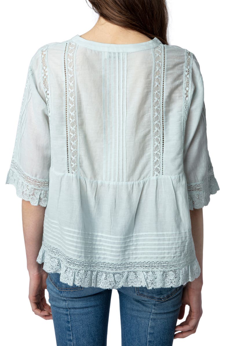 Zadig & Voltaire Tosea Cotton Blend Peplum Blouse, Alternate, color,