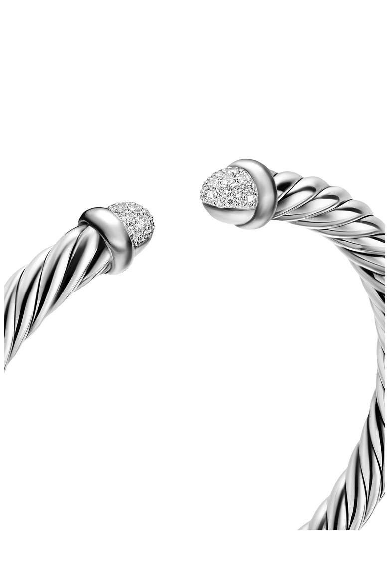 Cable Flex Bracelet in Sterling Silver with Diamond Pavé Domes, 6mm, Alternate, color, SILVER PAVE