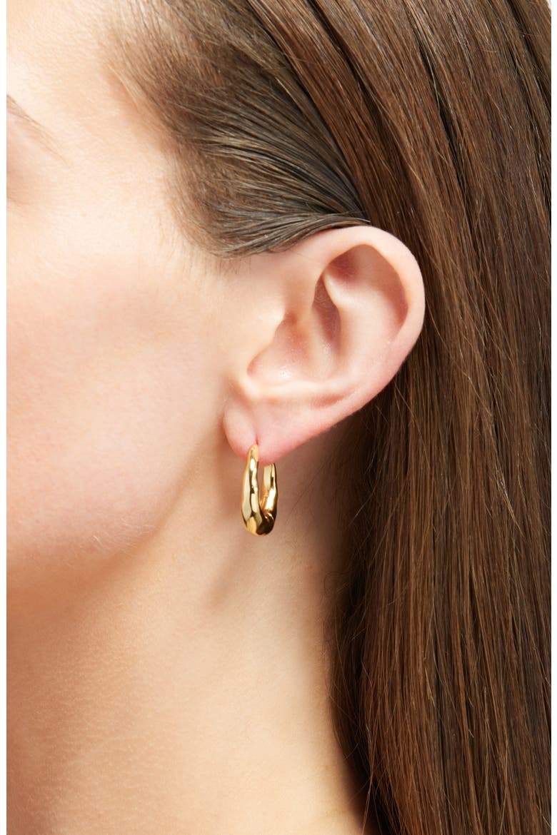 Hammered Puffy Small Huggie Hoop Earrings, Alternate, color, ANTIQUE GOLD