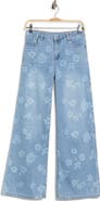 Tractr Kids' Floral Wide Leg Jeans