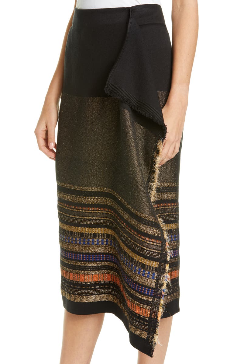 Zero + Maria Cornejo Miro Metallic Jacquard Faux Wrap Skirt, Alternate, color, 